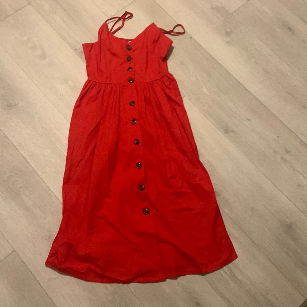 Bright red. Button up dress. Size medium